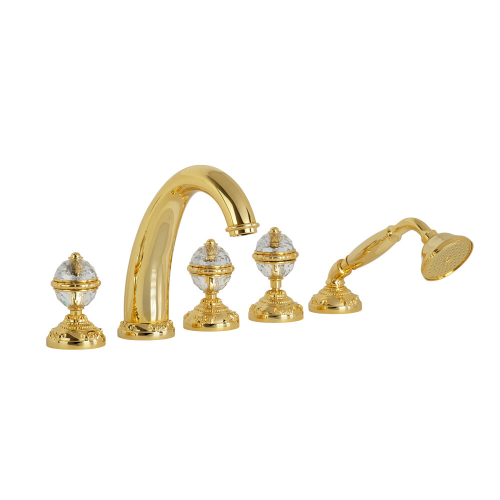 Смеситель для ванны на 5 отв. Migliore Cristalia Swarovski 27182  золото