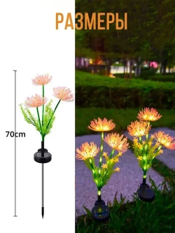 2шт. Декоративный садовый уличный светильник на солнечной батарее "Фонарик Розовые Цветы"