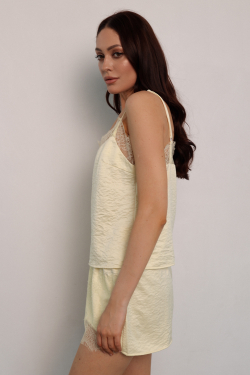 Комплект бельевой с кружевом лимонный