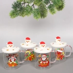 Кружка стеклянная 450мл «Новогодние гуляния» с керамической крышкой