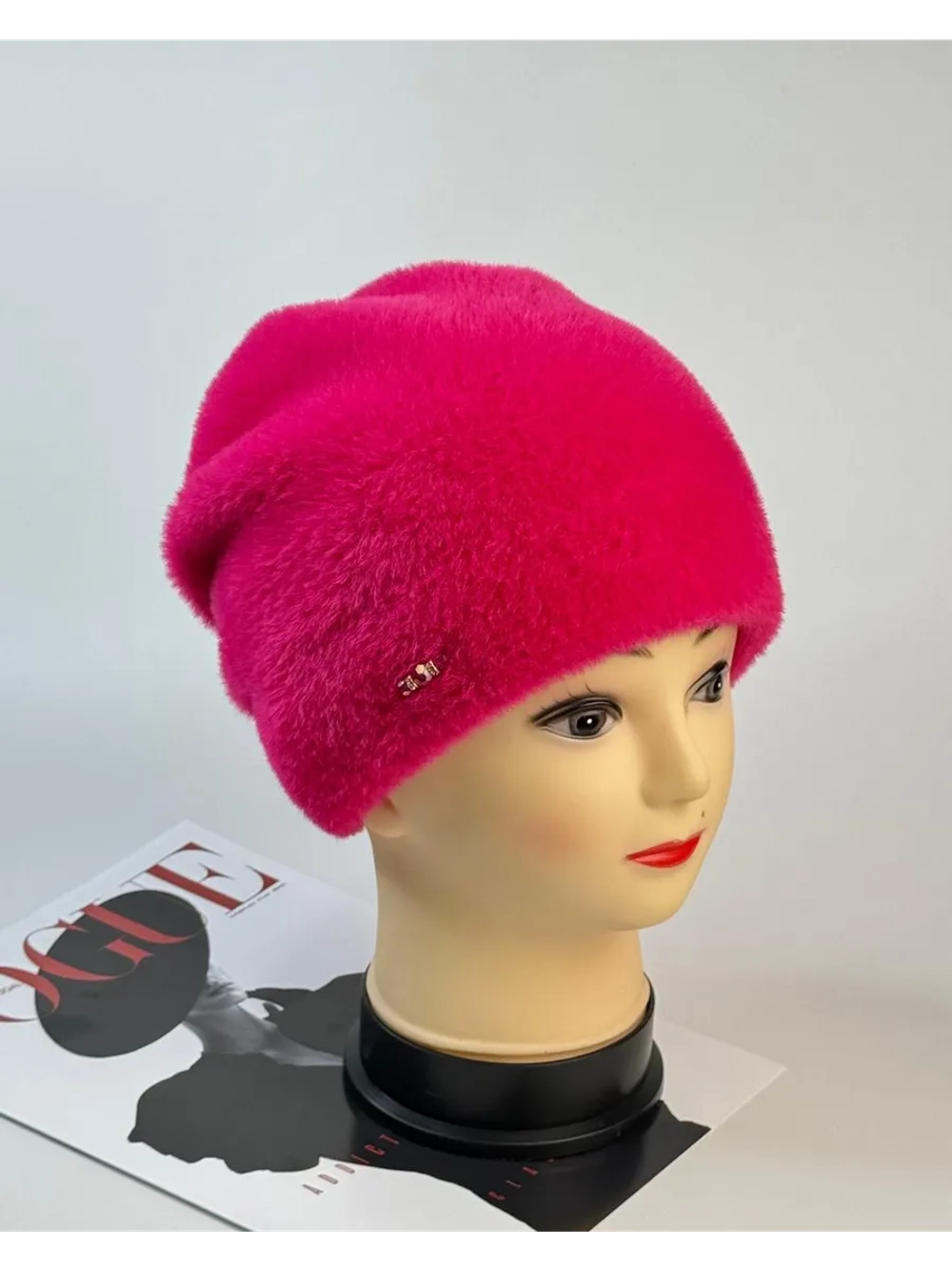 шапка зимняя пушистая из эко меха