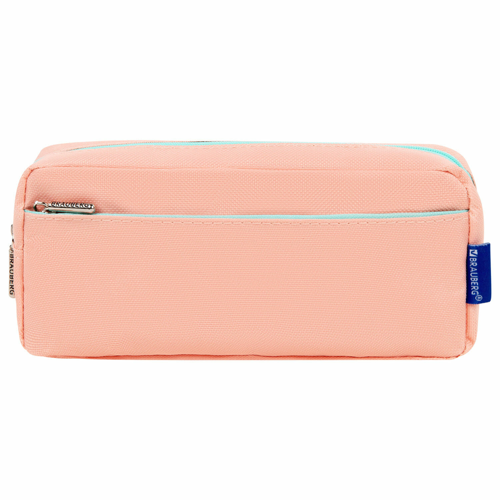 Пенал мягкий BRAUBERG PASTEL 2 отделения персиковый 21х9 5х5 см (3 штуки в упаковке)