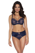 Стильный бюстгальтер на косточках plus size с кружевом (Размер: 75L) (Цвет: темно-синий)