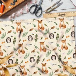 Ткань блэкаут лиса с животным миром