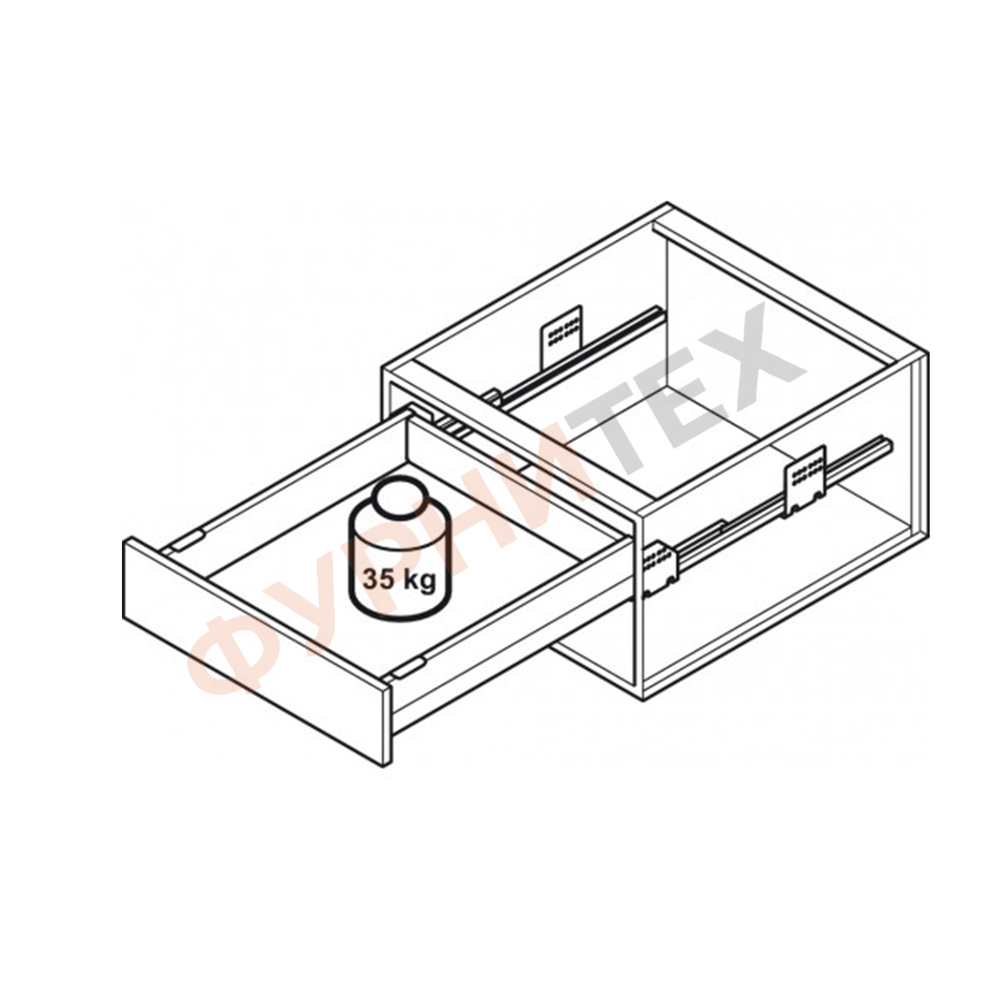 Выдвижной ящик MATRIX BOX S35, серый, с доводчиком, 84х450мм