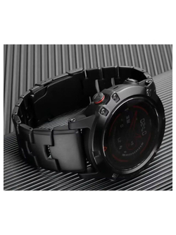Браслет титановый 26мм (циферблат 51 мм) для Garmin Fenix, Epix, Enduro, Tactix вентилируемый (Черный)