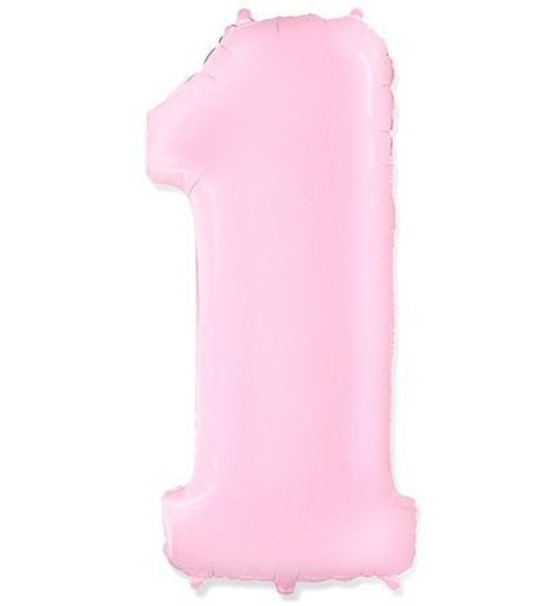 FM Шар 40'' / 102 см "Цифра 1" Розовый Макарунс (БГ-60)