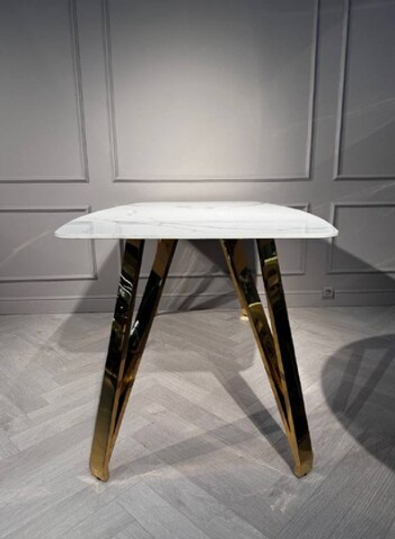 Стол обеденный Ist Casa Соар-2, 160х90х76 см, бело-серая керамика, золото