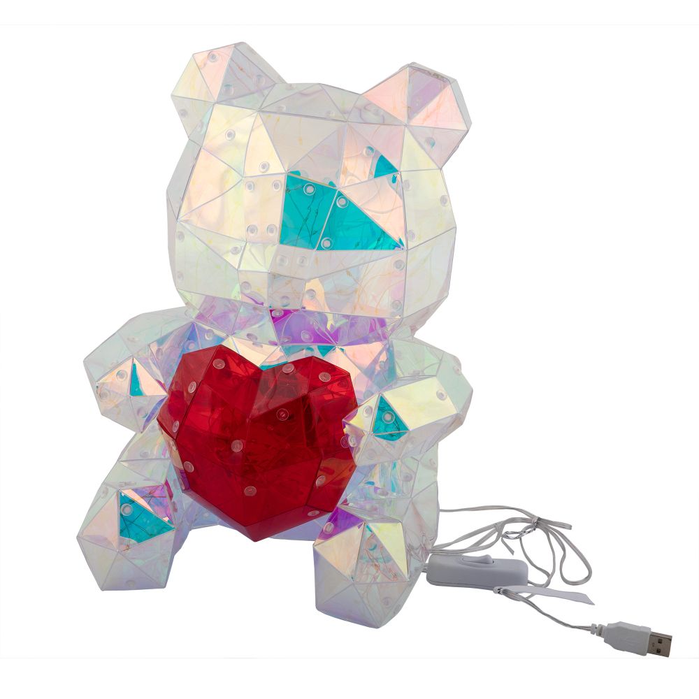 ULD-R508 USB BEAR WITH HEART Светильник декоративный Мишка с сердцем. с USB проводом. 200 светодиодов. Белый свет. Цвет корпуса радужный. TM Uniel