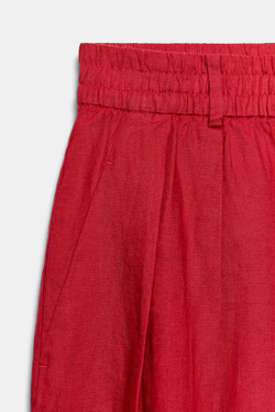 ZARA БРЮКИ ИЗ ЛЬНА СО СКЛАДКАМИ — ZW COLLECTION, КРАСНЫЙ