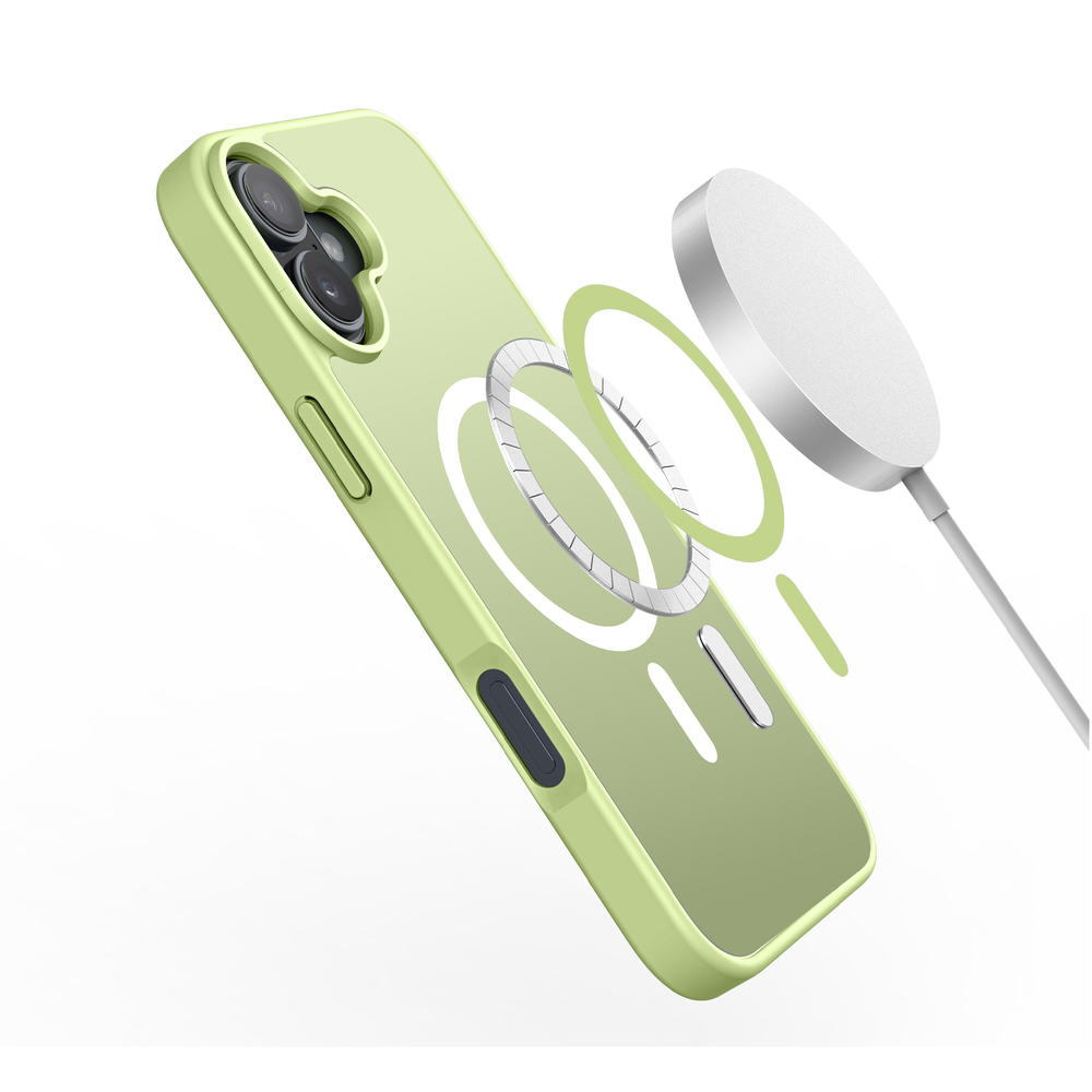 Прозрачный матовый чехол зеленого цвета и с MagSafe для iPhone 16 Plus, серия Yind Series от Dux Ducis