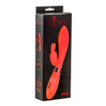 Красный вибратор 20,5см с клиторальным зайчиком Indeep Yonce Red