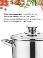 Кастрюля LARA АФИНА 02-267 2,9л, капсулированное индукционное дно, стеклянная крышка