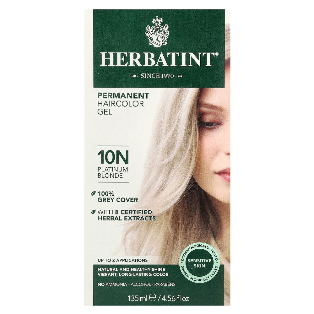 Herbatint, стойкая гель-краска для волос, 10N, платиновый блонд, 135 мл (4,56 жидк. унции)