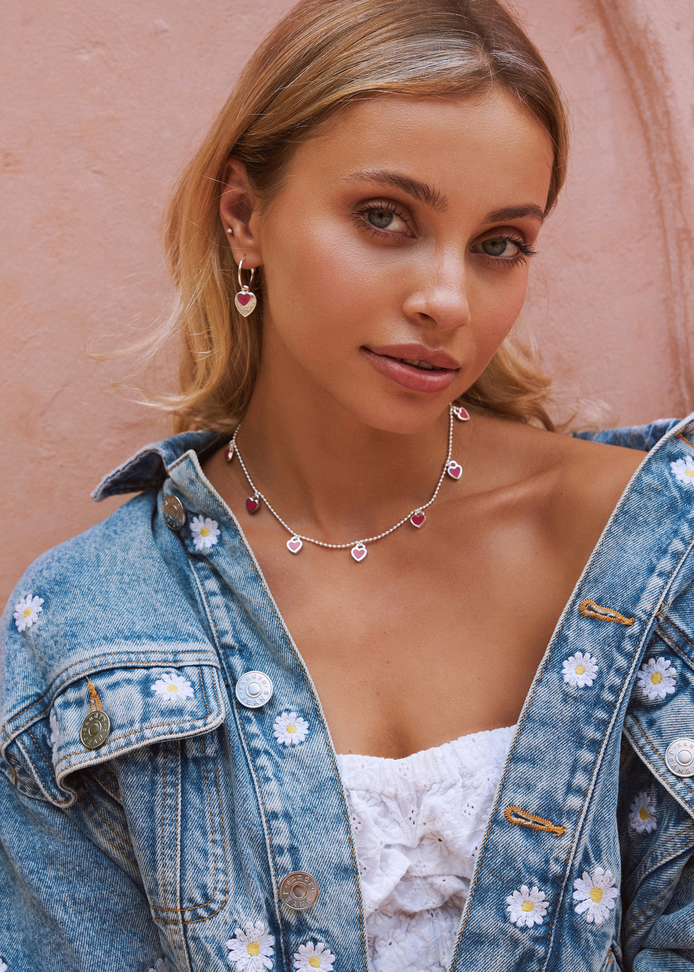 Серьги-трансформеры  «Хати» с розовой ювелирной эмалью