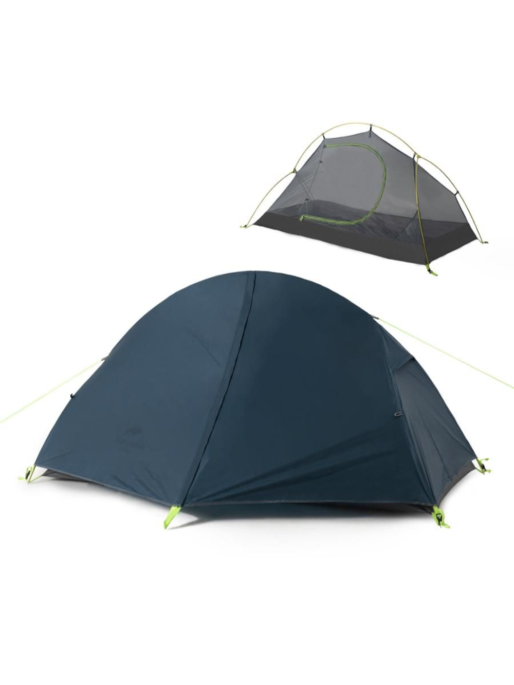 Палатка туристическая Naturehike NH18A095-D 20D одноместная сверхлегкая с ковриком, зеленая, 6927595735671