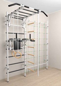 Шведская стенка Sv Sport усиленная 629 (Турник рукоход/Брусья/Канат/Kольца/Лестница/Канатный лаз/Сетка)