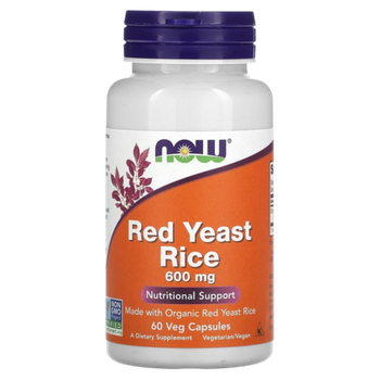 Now Foods Red Yeast Rice 600 mg 60 Veg Capsules , Красный дрожжевой рис