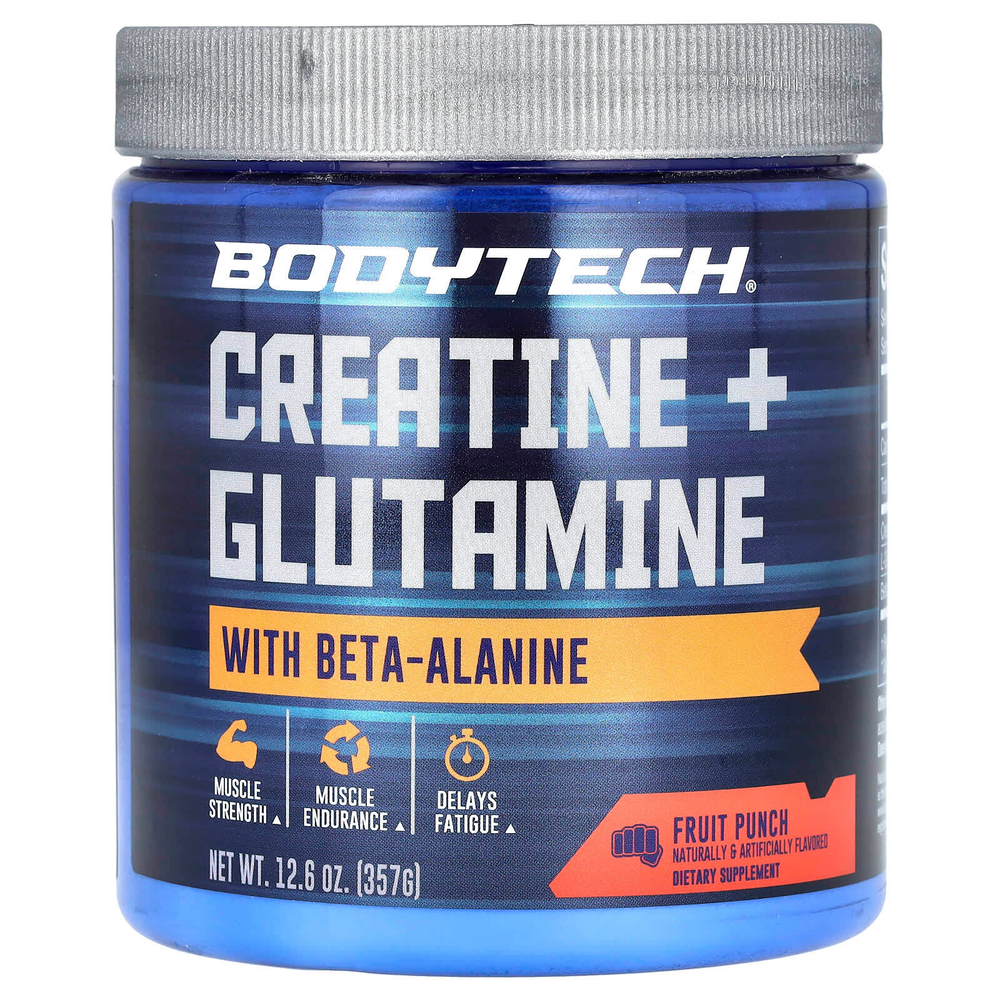 BodyTech, креатин и глутамин с бета-аланином, фруктовый пунш, 357 г (12,6 унции)