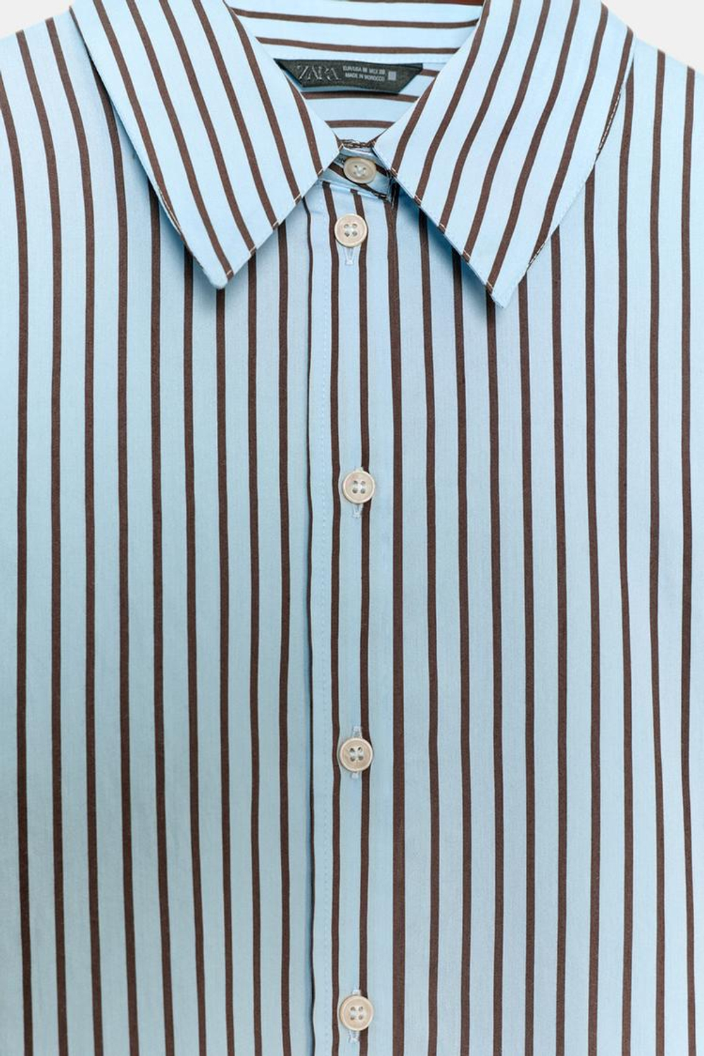 ZARA РУБАШКА ОВЕРСАЙЗ ИЗ ПОПЛИНА В ПОЛОСКУ, СИНИЙ/БЕЛЫЙ