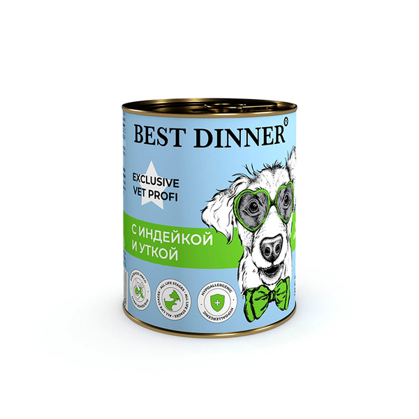 Влажный корм Best Dinner Exclusive Vet Profi Hypoallergenic, для собак, с индейкой и уткой, 340 г