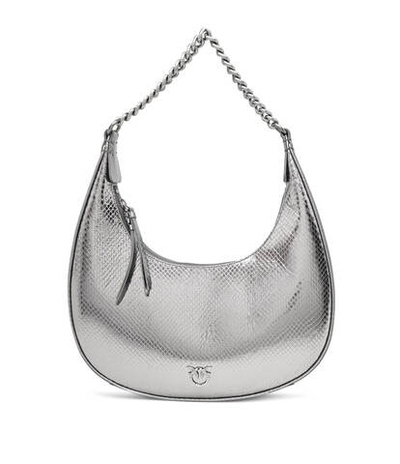 Кожаная сумка хобо brioche classic Pinko - серебряный(101526 A180)