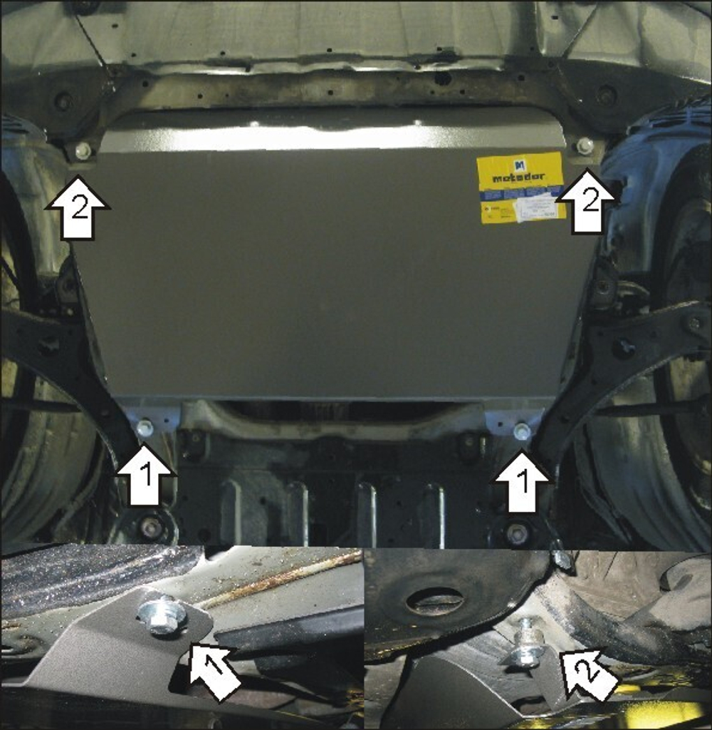 Защита картера двигателя, КПП (2 мм, сталь) для Toyota Highlander 2000-2007, Lexus RX 2003-2009 Motodor.02539