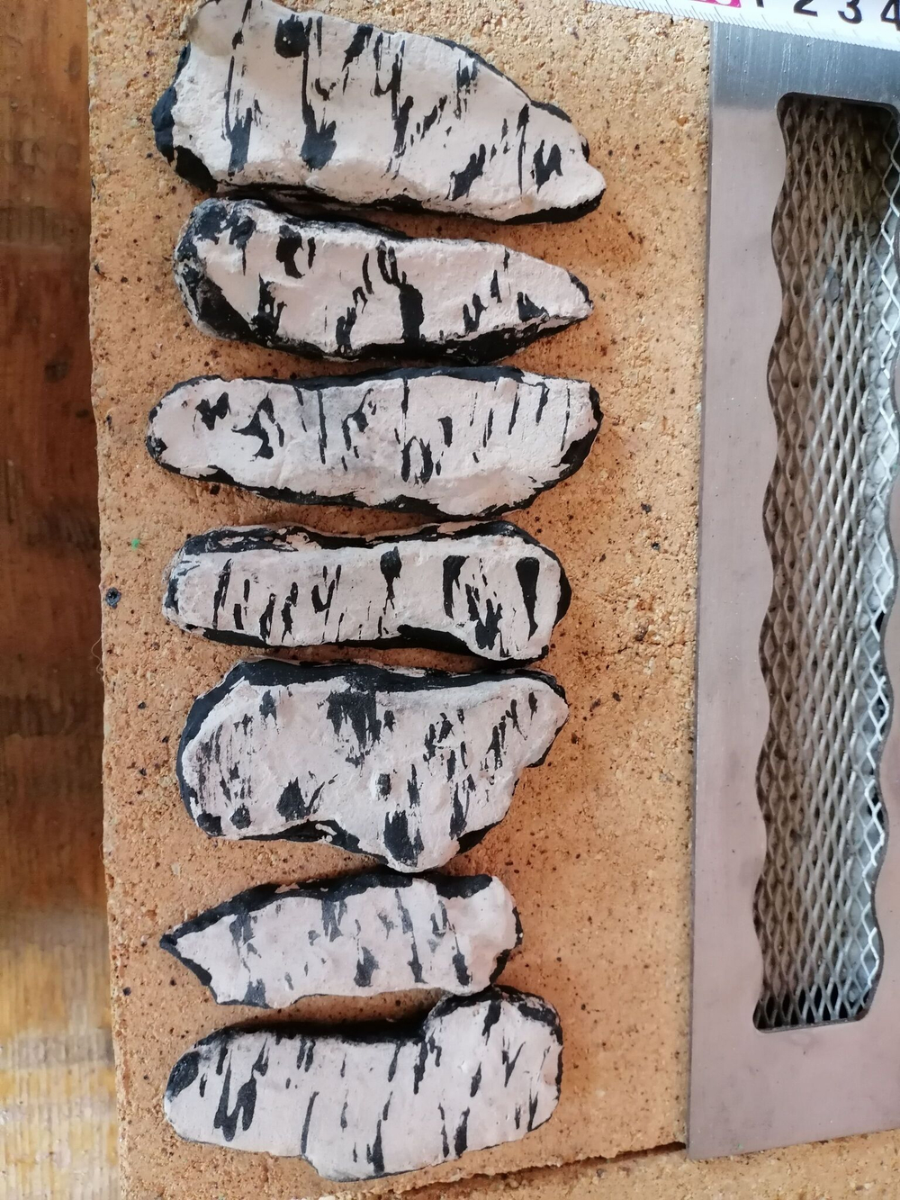 кора березы, для биокамина, 7 шт, 6-8 см, керамические.