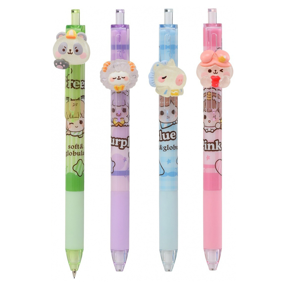 Карандаш автоматический, чернографитный, JIANDAN, с запасными грифелями, 4 цвета корпуса со зверятками, 24 шт