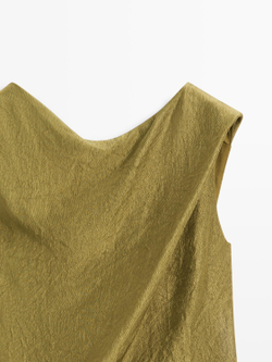 Massimo Dutti Длинное плиссированное платье, фисташково-зеленый