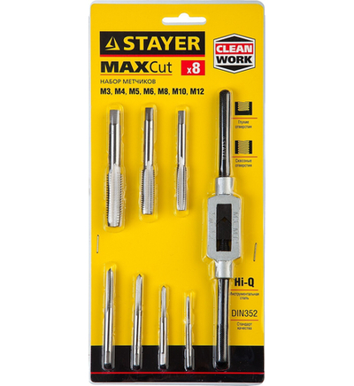 STAYER MaXCut, 8 предметов, инструментальная сталь, набор метчиков (28016-H8)