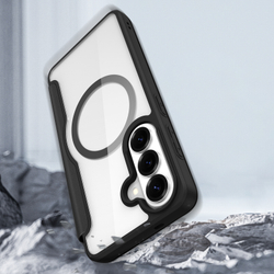 Чехол книжка черного цвета с поддержкой MagSafe для Samsung Galaxy S26, серия Skin X Pro Series от Dux Ducis