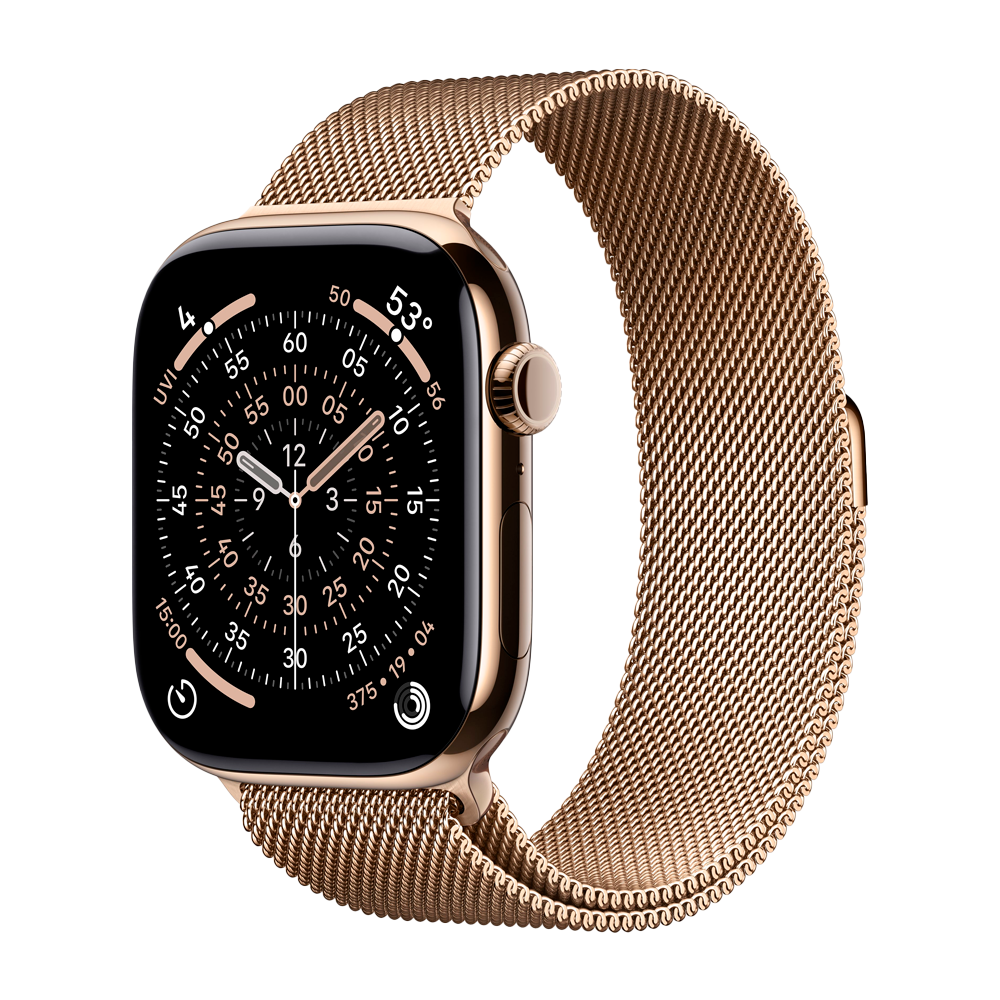 Умные часы Apple Watch Series 11 GPS + Cellular, 46mm, Gold Titanium Case with Gold Milanese Loop, S/M