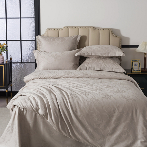 Сатин-жаккард &quot;Серо-бежевый&quot; | ш.250 см | 146 г/м² | хлопок-100%