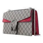 GUCCI Dionysus Canvas With Leather Shoulder Bag, Crossbody Bag Small Women"s Ebony & Red