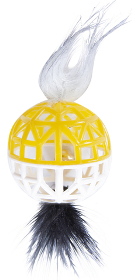 ZOONIK Игрушка для кошек "Мячик сетчатый с бубенчиком и меховыми хвостиками"