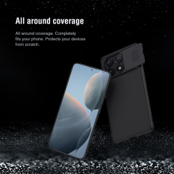 Чехол черного цвета для Xiaomi Poco X6 Pro 5G и Redmi K70E от Nillkin, серия CamShield Case с защитной шторкой для задней камеры