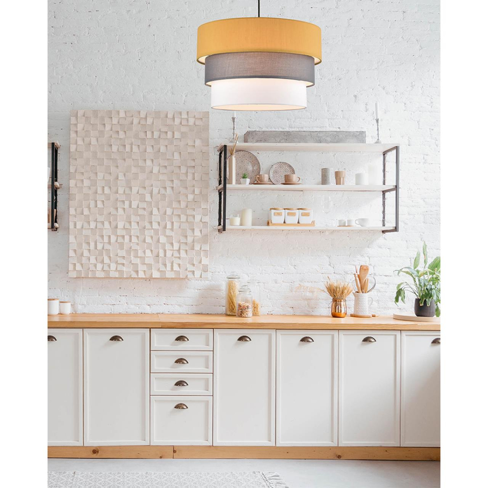 8038/3 MODERNI LN26 188 никель/желтый/серый/белый, металл/текстиль Подвесной светильник Е27 3*60W 220V ILAIDA