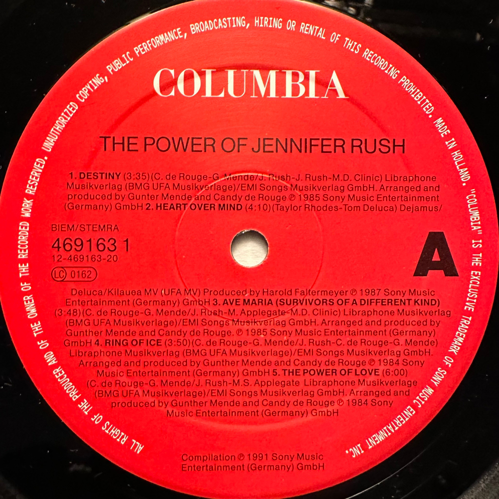 Jennifer Rush ‎– The Power Of Jennifer Rush (Голландия 1991г.)