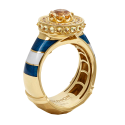 Кольцо с Цитрином, Сапфирами и цветной эмалью, R0295-0/1