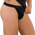 Черные трусы-стринги на широкой эластичной резинке (Размер: S-M) (Цвет: черный)