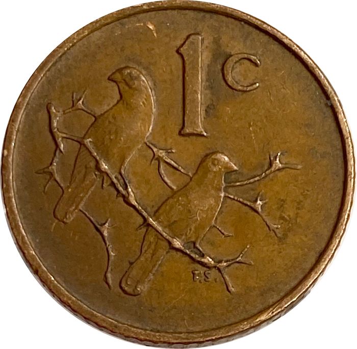1 цента 1967 ЮАР (Надпись на английском языке - "SOUTH AFRICA")