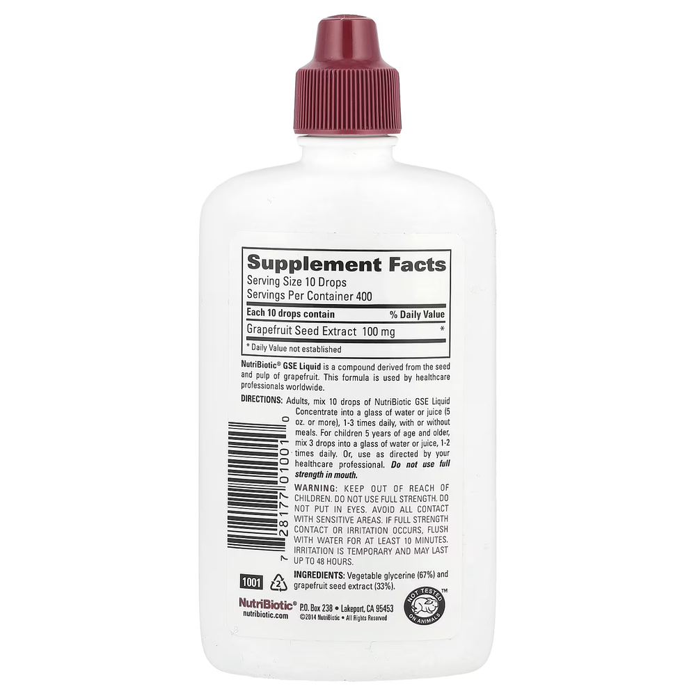 NutriBiotic vegan GSE grapefruit extract 118 ml.