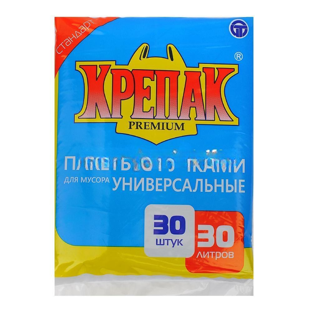 Мешок д/мусора ПНД 30 л (30 шт.) СТОПА с ручками черный КРЕПАК (1/50 шт.)