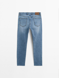 Massimo Dutti Зауженные джинсы из смесового хлопка со средней посадкой, индиго