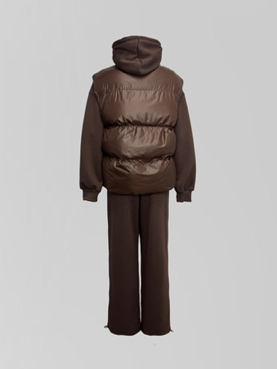 Спортивный костюм-тройка 23367 из зип-кофты, прямых штанов на кулиске и жилета