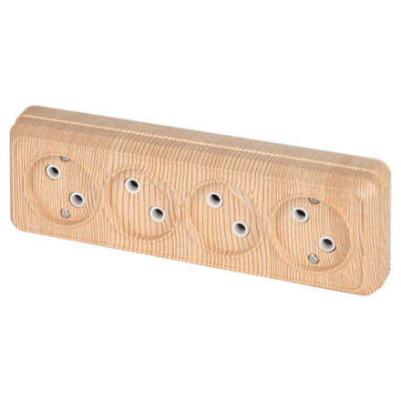 Розетка Intro Quadro 2-207-11 без заземления четверная 4х2P 16А-250В IP20 ОУ сосна