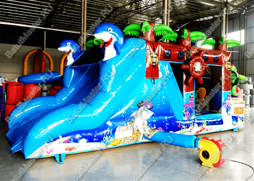 Коммерческий надувной батут "Пират-осьминог"