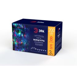 ENIN - WM ЭРА Гирлянда LED Мишура 3.9 м белый провод, мультиколор, 220V