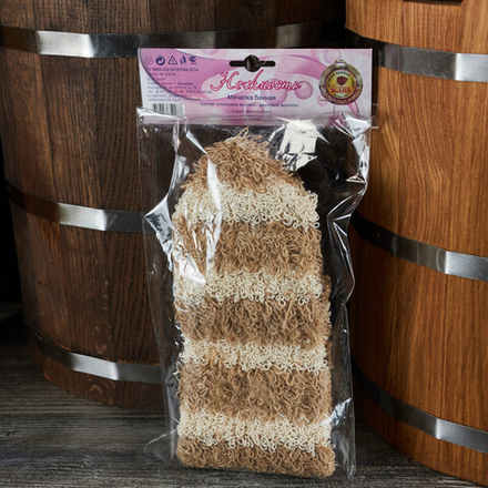 Мочалка банная, джут/хлопок 13х55